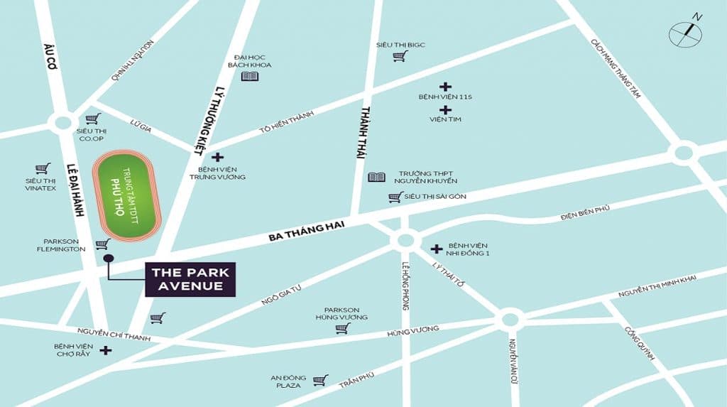 The Park Avenue có vị thế đắc địa, liên kết nhiều trục đường chính tại trung tâm TP HCM